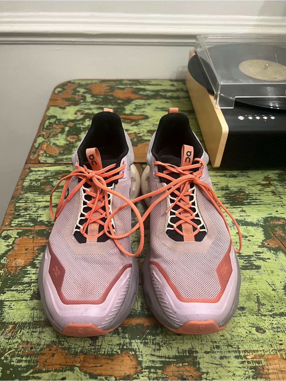 On Running Women's Pink Coral Mesh Lace-Up Sneakers